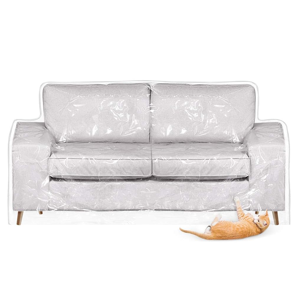 Couch Cover, Cat Scratching Protector Heavy Duty Waterproof SeeThrough