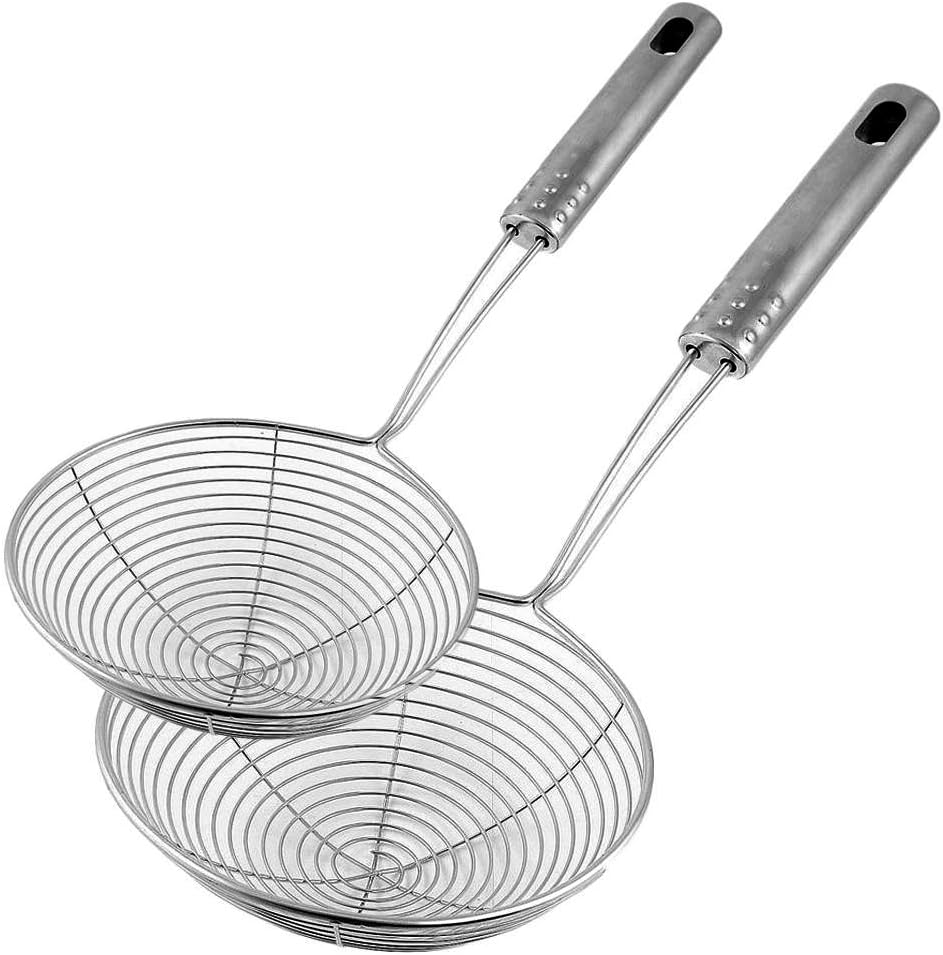 Space Home Set of 2 Stainless Steel Net Colander Strainer Ladle