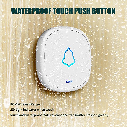KERUI Wireless Waterproof Panic Touch Button Doorbell 433MHz Emergency Calling Alert F52 for Home Alarm System Security - Thumbnail 2