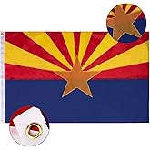 FLAGBURG Arizona State Flag 3x5 FT, AZ State Flags with Embroidered Star, Heavy Duty Outdoor Nylon, Sewn Stripes (Not Print), Canvas Header & Brass Grommets for All-Weather Outdoor Display