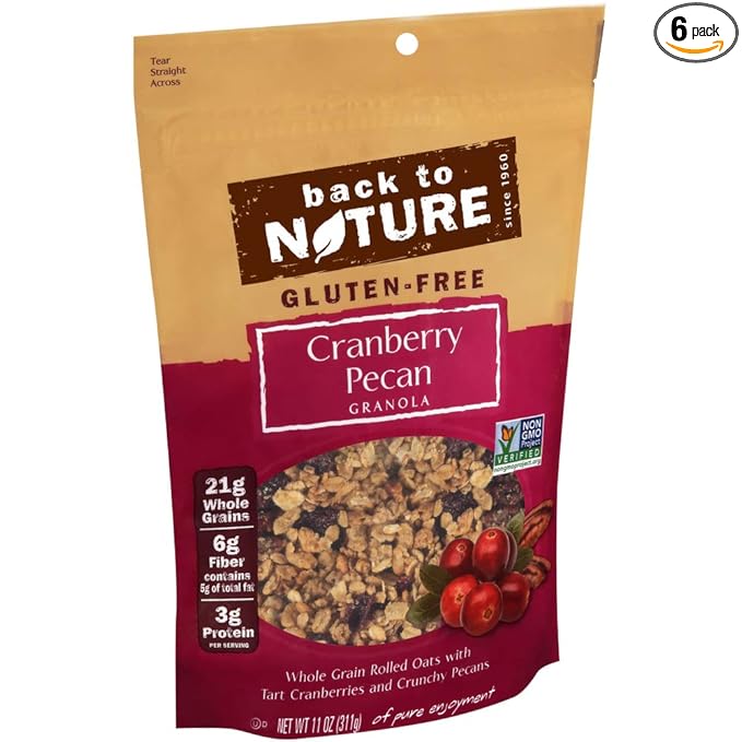 Amazon Com Back To Nature Gluten Free Granola Non Gmo Cranberry Pecan 11 Ounce Pack Of 6 Granola Breakfast Cereals