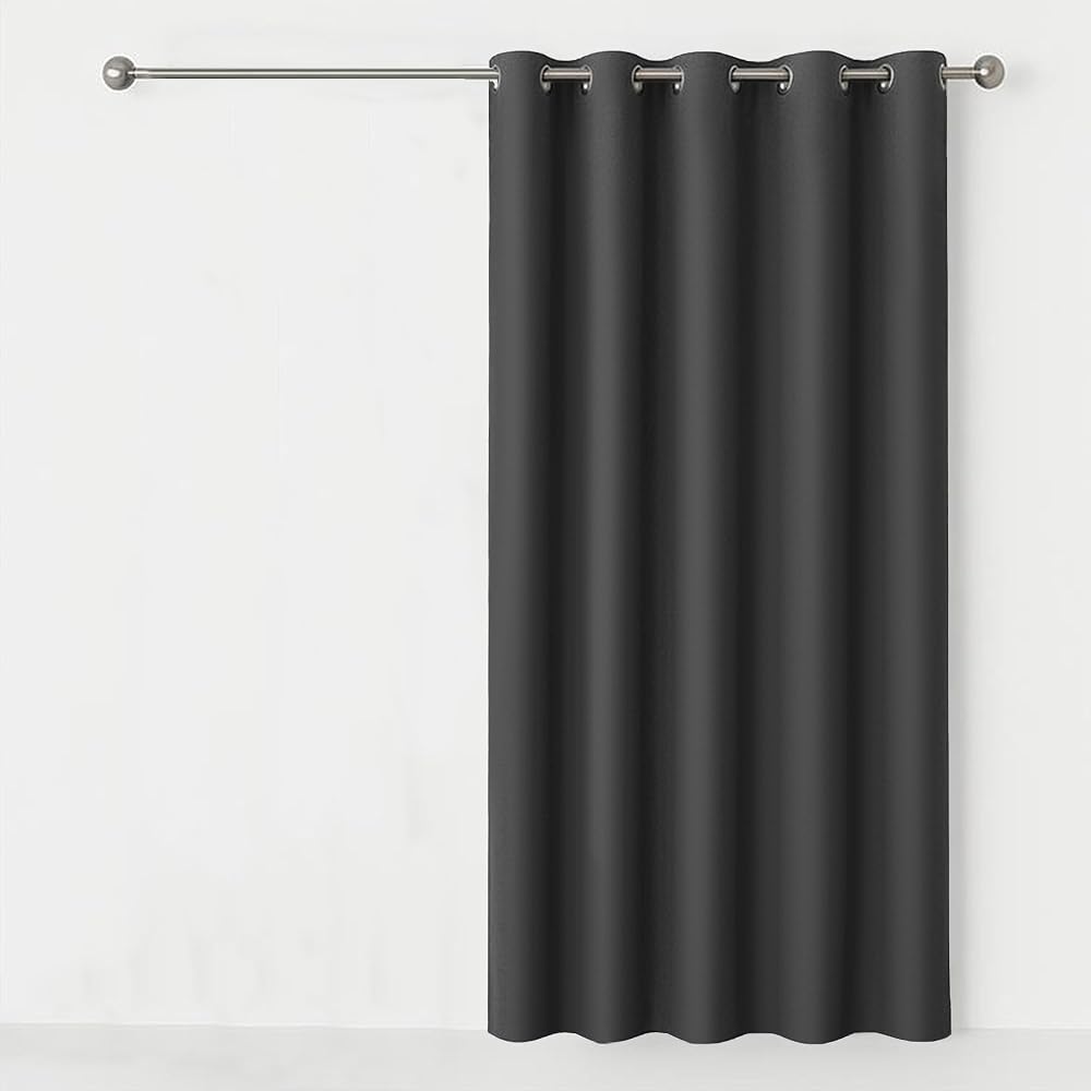 AMEHA Grey Blackout Eyelet Curtains 66x84 Navy Darkening Room 1 Panel