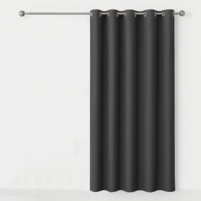 AMEHA Grey Blackout Eyelet Curtains 66x84 Navy Darkening Room 1 Panel