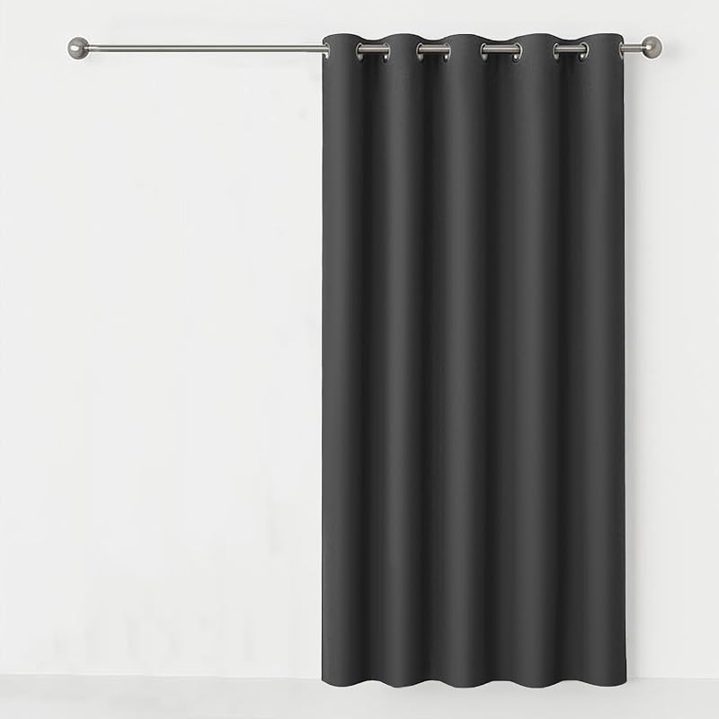 AMEHA Grey Blackout Eyelet Curtains 66x84 Navy Darkening Room 1 Panel