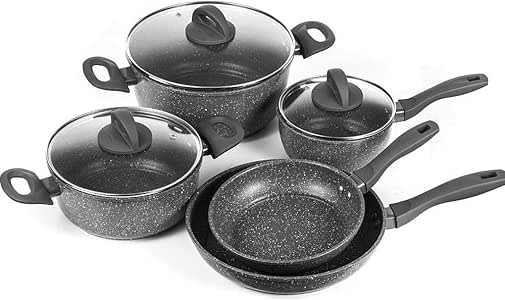 DJXM - Juego de 8 piezas para sartén antiadherente anodizado duro o