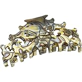 French Amie Beau Medium Handmade Celluloid Silver Grey Onyx Jaw Hair Claw Clip Clamp Clutcher