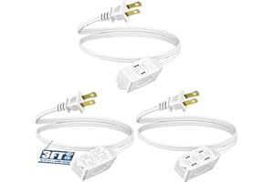 DEWENWILS 3 Foot Extension Cord, 16 AWG SPT-2 Power Cable for Indoor Use, 2 Prong Outlets Plugs for Christmas Decor and Lights, NEMA 5-15P to NEMA 5-15R, White, ETL Listed, 3 Pack