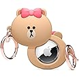 elago l LINE Friends Silicone Case Compatible with Apple AirTag Tracker - Full Protection, Keychain Included, Slim and Simple Design, Scratch-Free, Drop Protection [Official Merchandise] (Choco)
