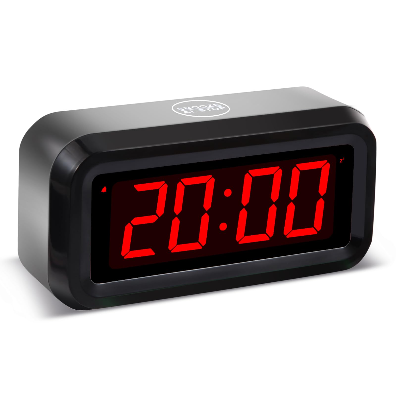 Timegyro Battery Alarm Clock Bedside, No Cords, Easy to See in the Dark, Three Brightness Settings, Long Battery Life for 12 Months, 12/24 Hour, Snooze