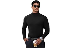 KGGEOO Men's Turtleneck Casual Basic High Neck Long Sleeve T Shirts Half Neck Lightweight Pullover Sweater