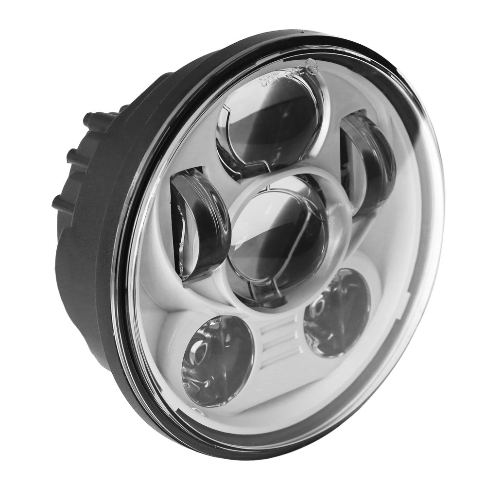 Motorcycle Headlight 5.75 Inch 5 3/4 Round LED Projection Headlight+2