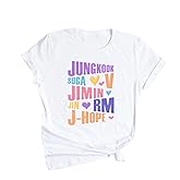 KPOPIRUDA New Tshirts for Bangtan Boys Women Sleeve Member Name Letter Printed T-Shirt Merchandise for Kpop Merch