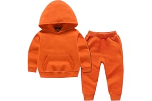 Baby Boy Girl 2Pcs Fall Winter Outfit Solid Color Long Sleeve Hoodie Sweatshirt and Sweatpants Set Toddler Sweatsuit