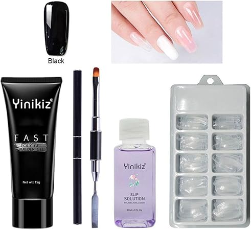 Kit Nails Gel De Faux Ongles Professional Tout En Un Poly Gel Nail Art Kit Avec 1 Lot De Gel De Construction Rapide 15 Ml 100 Pcs Moule à Ongles