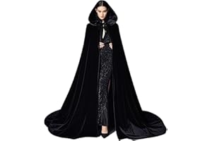 Tianlai Velvet Hooded Cape for Cosplay & Halloween Jedi Robe, Wizard Cloak, for Costume Women Medieval Themed Parties