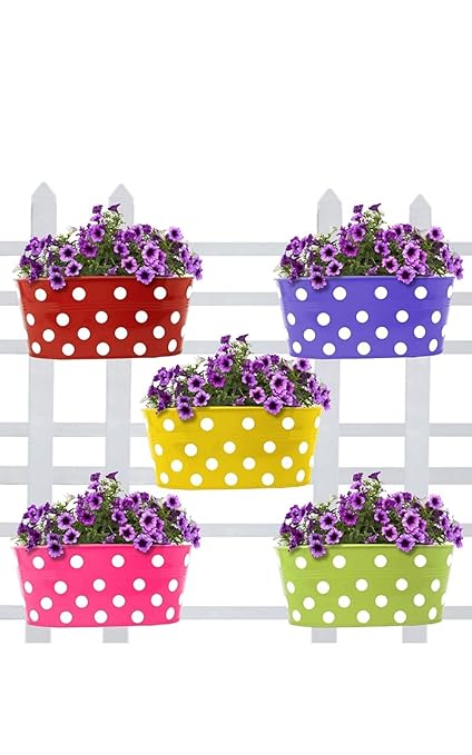Blessy Hanging Flower Pot Planters with Hangers for Balcony/ Home Decor/ Window/ Garden/ Indoor Plants