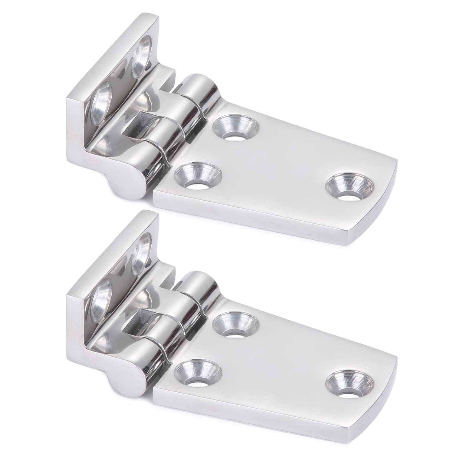 9Tong Heavy Duty Boat Hinge Cabinet Deck Hinge Steel Mirror Polished Marine Hatch Offset Short Side SUS316 1.51 x 2.62 inch 2pcs