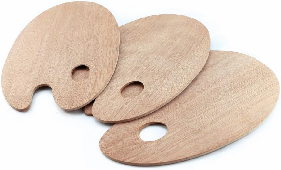 Weoxpr 8" x 12" Oval Wooden Painting Palette - 3 Pack