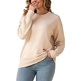 HEBELD Womens Chunky Sweater Crew Neck Long Sleeve Loose Basic Knit Pullover Boxy Casual Fall and Winter Sweaters