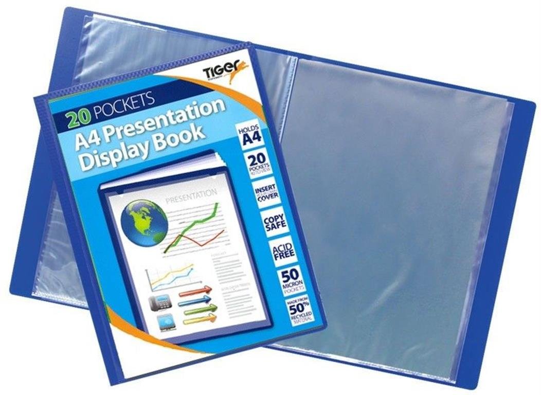 Tiger A4 Presentation Display Book with 20 Pockets (Black) | NUS Approved | 40 Views