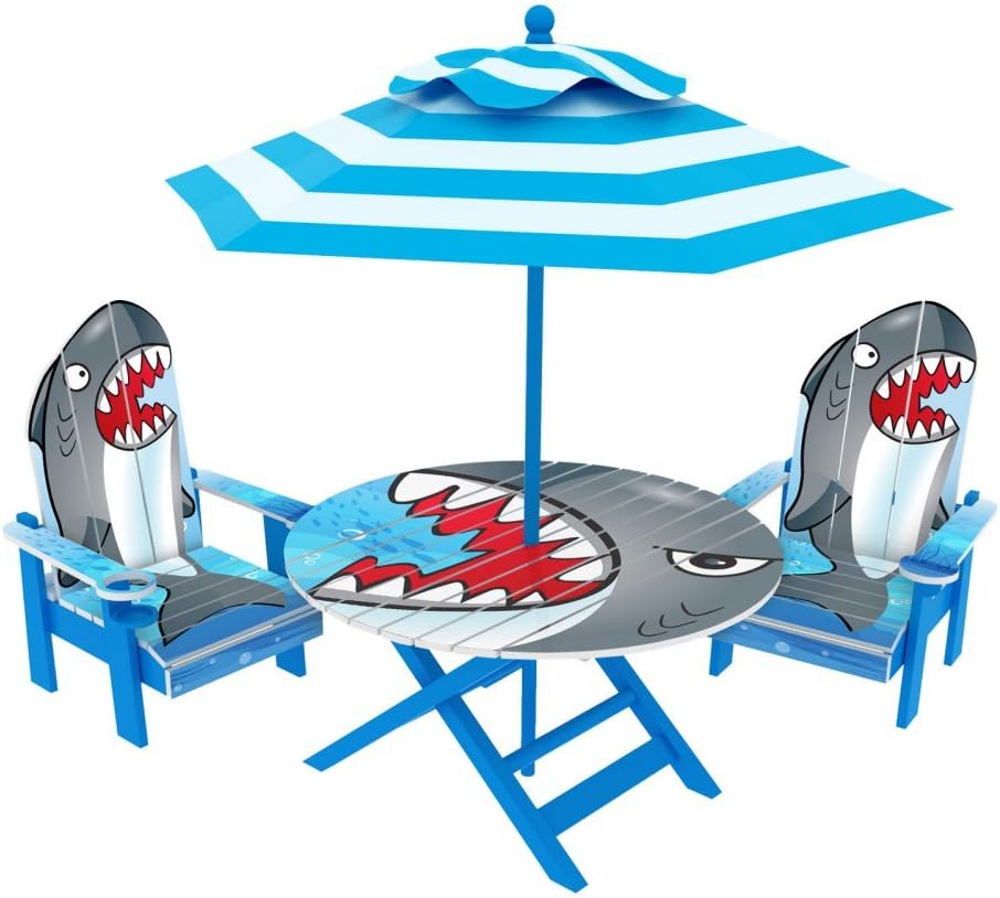 OKids Shark Adirondack Table and Chair Set