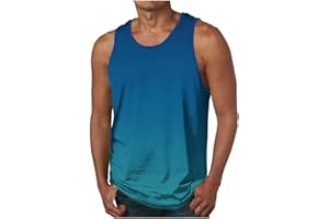 Tank Tops for Men Loose Fit Gradient Color Summer Tee Shirts Sleeveless Round Neck Quick Dry Mens T Shirts