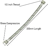 Reeds 2x 15mm x 1/2in Flexi 300mm Braided Tap Inlet Connector WRAS view 3