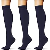 Saniripple (3 pairs) Compression Socks 20-30 mmHg Long Knee High Socks for Women Men Support Athletic Travel Daily Wear