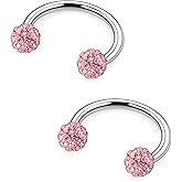 Hnxnskt Horseshoe Nose Ring 20g Double Stud Nose Ring Surgical Steel Lip Rings Daith Piercing Jewelry for Women Inner Diameter 8mm