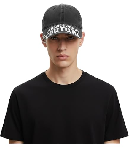 【新品未使用】 VERSACE JEANS COUTURE 帽子 ブラック Versace Jeans Couture Black Signature Baseball Cap at Amazon Men's