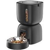 SARPAWS Automatic Cat Feeder, 3L Timed Pet Food Dispenser with 304 Stainless Steel Bowl, 10s Voice Recorder, Dual Power 180-Day Battery Life, Anti-Clogging Auto Pet Feeder for Small Cats and Dogs