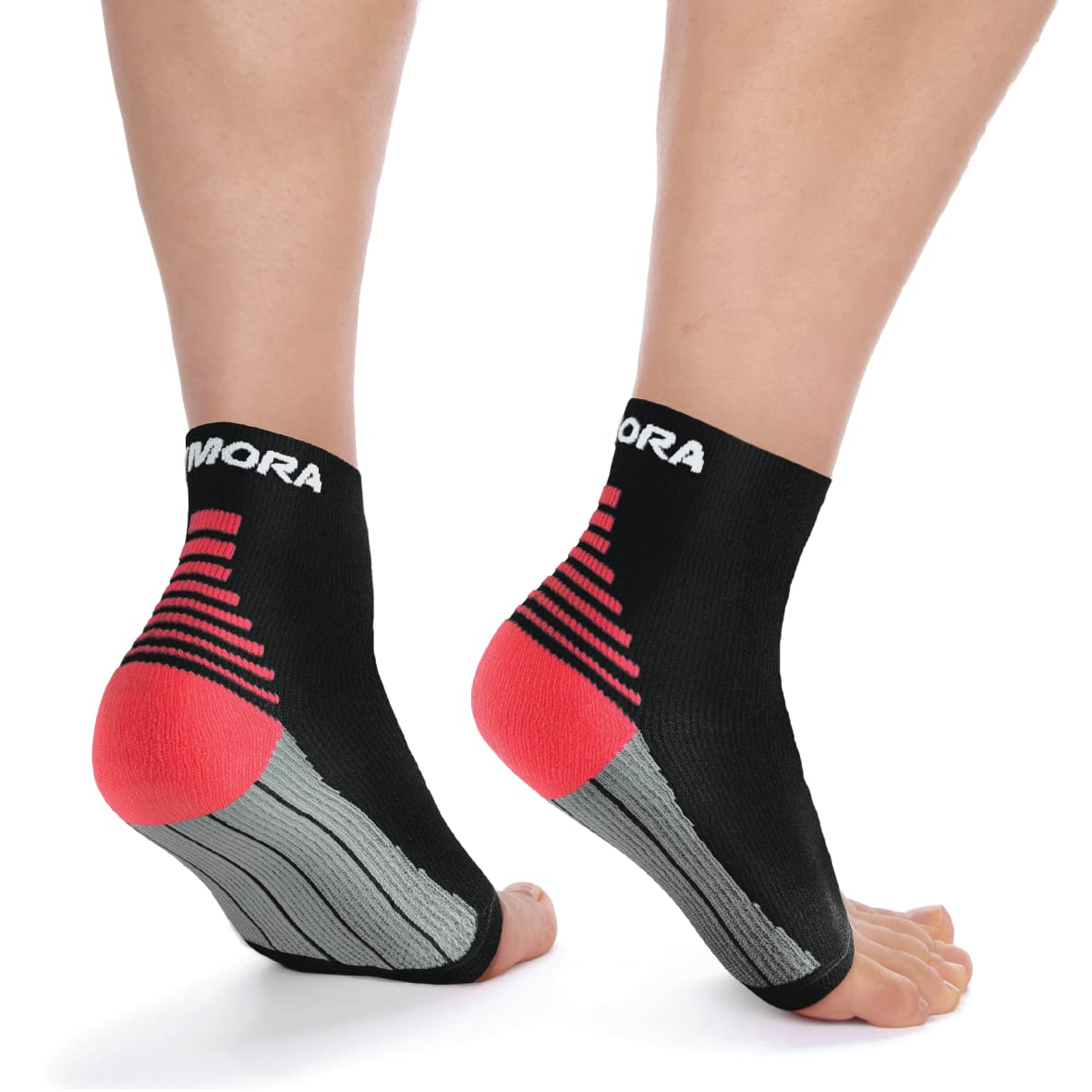 Rymora Foot Compression Socks Sleeves - Ease Plantar Plantar Fasciitis Discomfort and Foot Aches - Supports Heel, Arch & Ankle (One Pair) (Black) (Medium: 21-25cm Arch Circumference) [M]