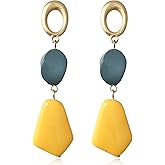 Unique Bohemian Colorful large Resin Bead Dangle Drop Earrings Dainty Chic Irregular Round Geometry Beaded Stud Earring for Women Statement Jewelry Gifts