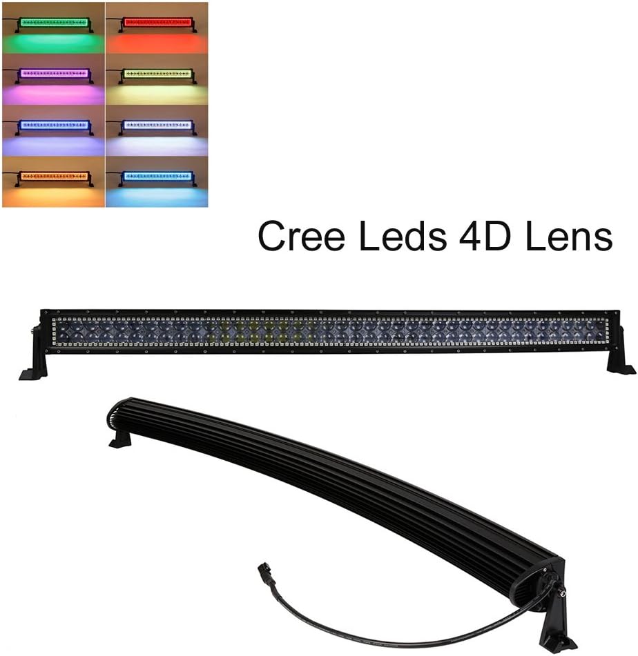 Colorbarz® Offroad 4D Cree LED work Light Bar Curved 50Inch 288w led foglights with Multicolor RGB halo Offroad Led Light Bar for Truck with Mounting Brackets+ Wiring Harness, 28800 Lumens-Black
