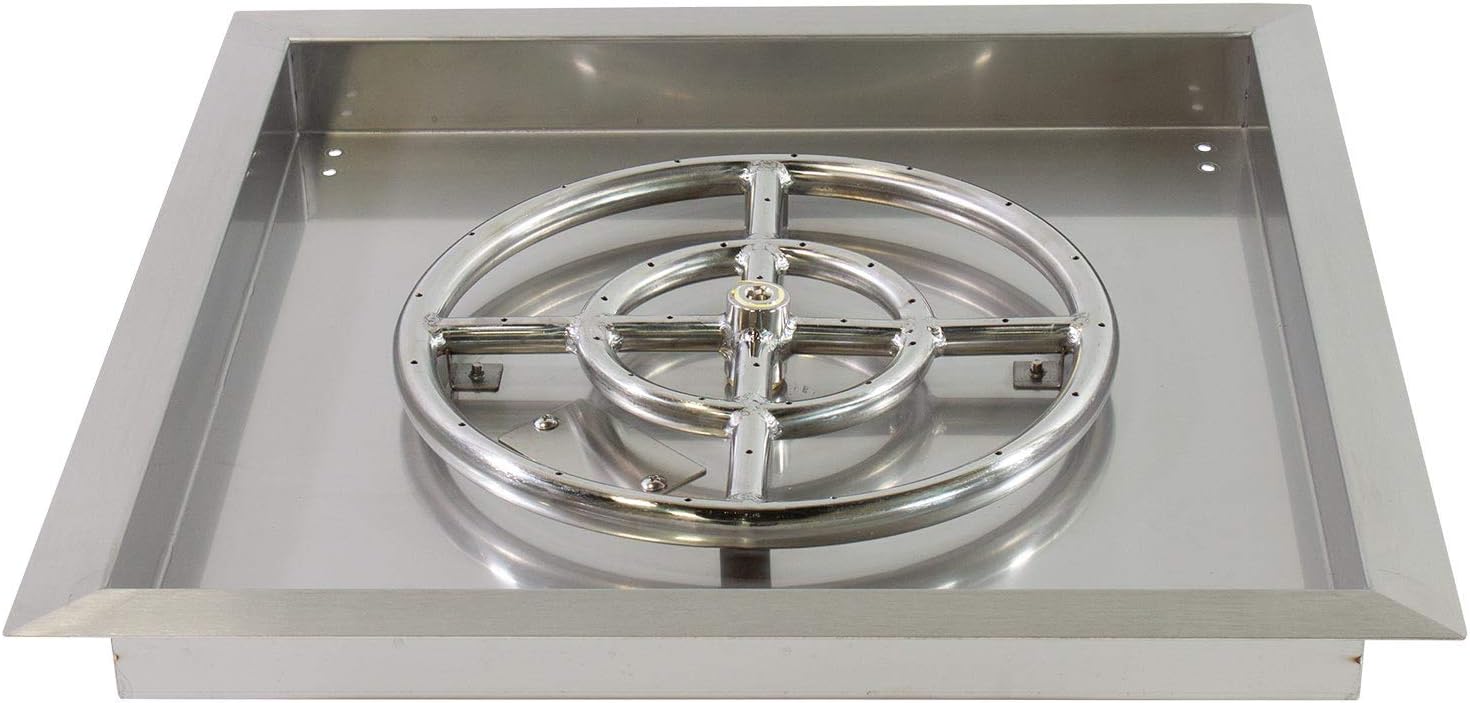 Celestial Fire Glass 18" X 18" Stainless Steel Drop-in Fire Pit Pan w/ 12" Burner