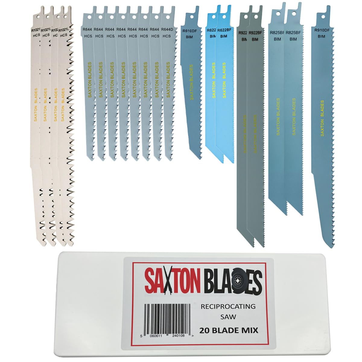 RPR20MXA Saxton 20 Blade Reciprocating Sabre Saw Combo Wood Metal & Demolition Compatible with Bosch, Dewalt, Makita