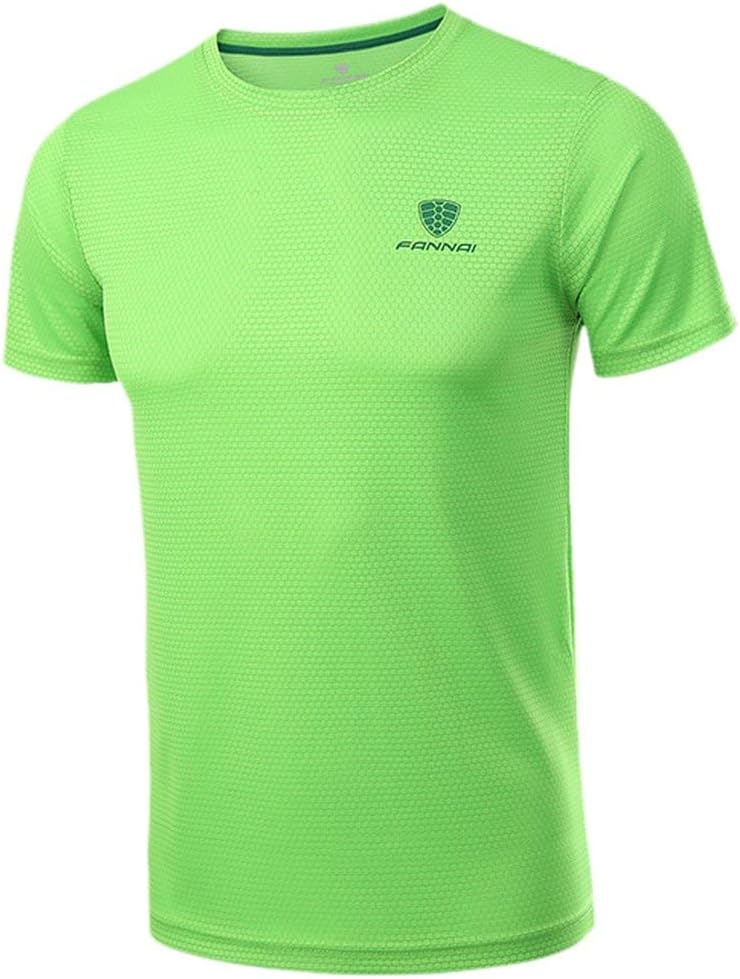 Fannai Men's Running Sport T-Shirt Outdoor Training Short Sleeve Shirt (Green)