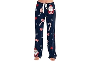 FlekmanArt Womens Christmas Pajamas Elastic Waist Drawstring Pajamas for Couples Cozy Pjs Fall Bottoms Palazzo Pant Pants