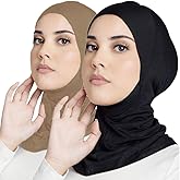 Hophor Women Slouchy Beanies Cap Soft Hijab Cap Under Scarf for Women Muslim Jersey Hijab Undercaps