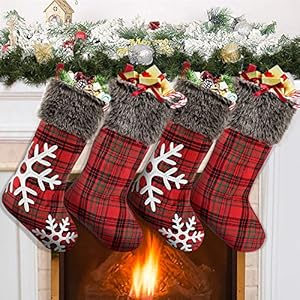Tacobear 4 Stück Weihnachtsstrumpf Weihnachtsdeko Schneeflocke Weihnachtsbaum Anhänger Deko Haus Garten Kinderzimmer…