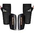 Soccer Shin Guards for Kid Youth Teen Adult - Shin Guards Sleeves with Inserted Pocket Cushion Protection Reduce Shocks and Injuries for TeamSports