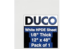 DUCO PLASTICS & SUPPLY Duco Natural White HDPE Sheet- USA-Made 1/8 Inch Thick, 12" x 48" High-Density Polyethylene Plastic Sheet - D.I.Y. Cutting Board, Industrial Containers, Signs - HDPE Sheet 1/8" Thick (Pack of 1)