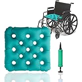 Inflatable Seat Cushion for Wheelchair, TPU Anti-Bedsore Waffle Seat Pad for Bedridden Elderly Disabled Prolonged Sitting Pain Relif with 1 Air Pump, 16" x 16", Set of 1