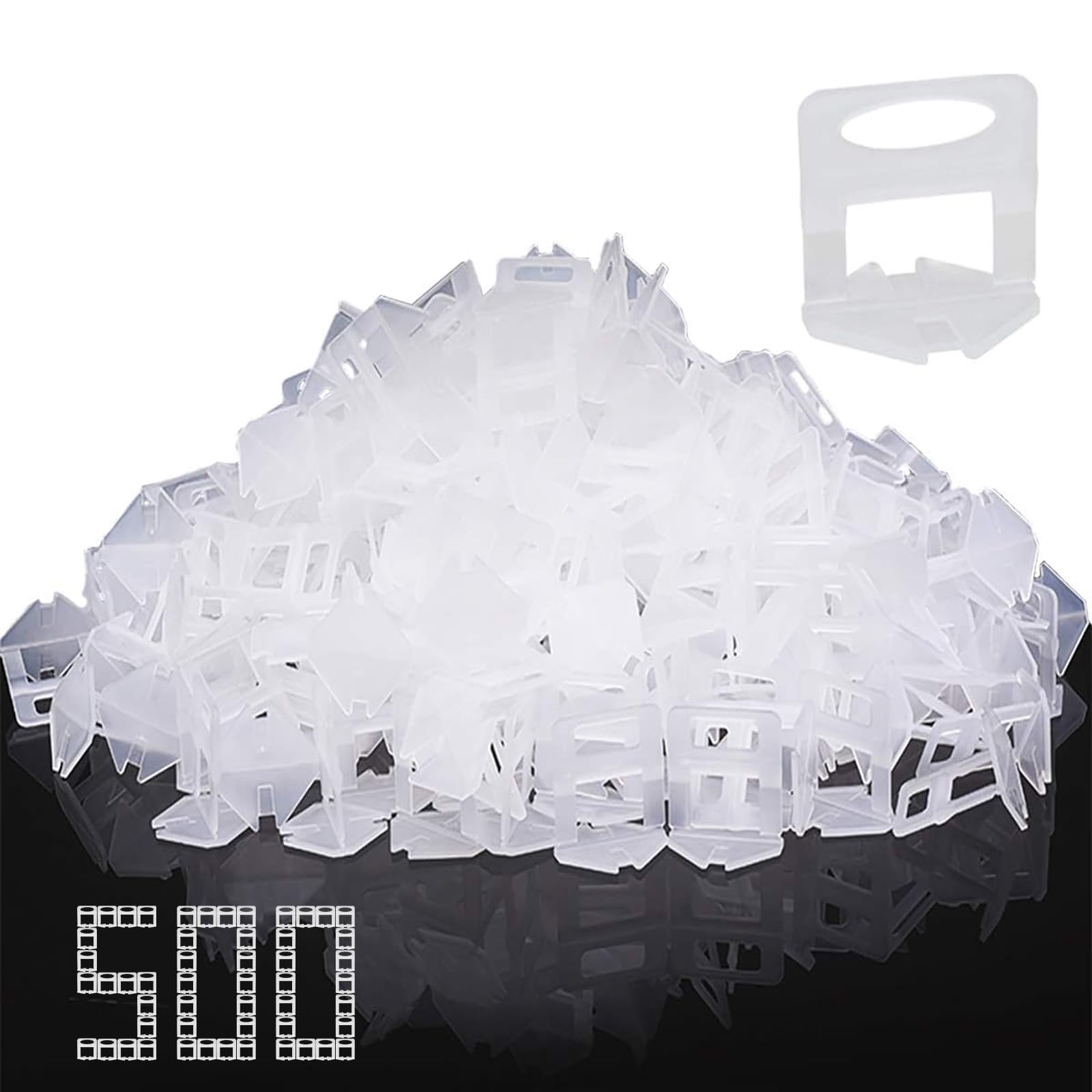 Storystore Tile Leveling System, 1.5mm Leveling Spacer Clips (500Pcs) DIY Tiles Leveler Spacers for Ceramic Tile and Stone Installation, Floor Tile Spacers Wall Tile Leveling System