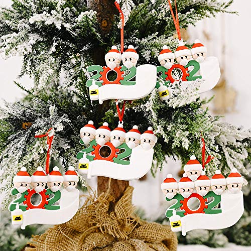 Christmas Tree Ornaments 2021 Party Decorations with Ribbon Creative Gift Product for 1-7 Family Members and Friends(White, 3)
