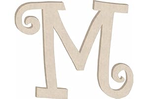 NEXTCRAFT Wooden Letter 4'' Small MDF Curlz Font, Unfinished M Wood Alphabet Letter Girl Craft Cutout, Nursery Decor Initial Shape