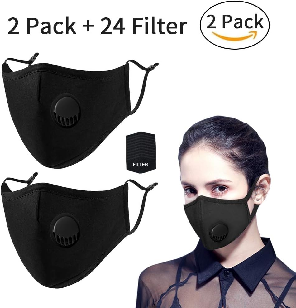 24 Pcs Filter Replacements by seilliet, Filters for Fashion Protective Face Masks, Reusable Washable Breathable Face Shield, Unisex Mouth Mask, Black