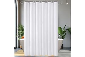 EMLTHORY White Washable Fabric Shower Curtain Liner,Waterproof Cloth Shower Liner Machine Washable 72 x 72 inch Hotel Quality