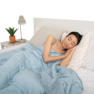 Pine&River Chilled Bamboo Weighted Blanket - Perfect for Warmer Climates - | Chilled Bamboo- (60"x80", 20 lb) | Eco-Friendly and Sustainable Fabric | Enjoy Quality Sleep Anywhere (Cool Blue, 20)