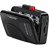 Cassette Player Tape Recorders AM/FM Radio, Portable Tape Player Records Built in Speakers Manual Record - 2AA Battery Or DC 5V Supply with 3.5MM Earphone- Black